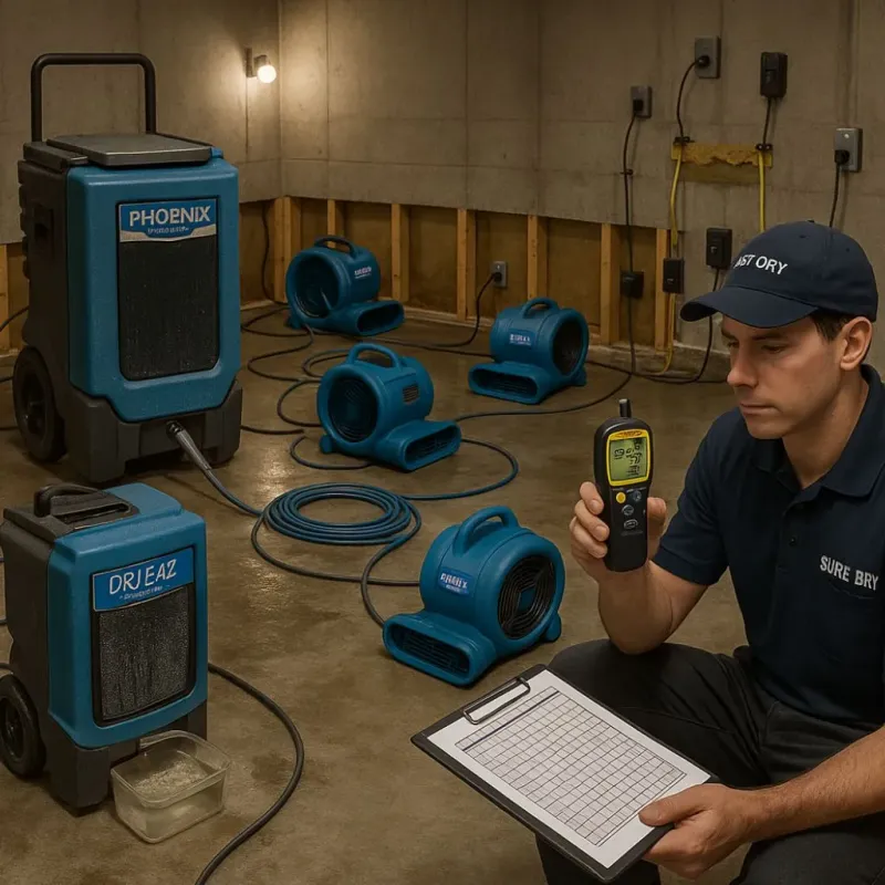 Structural Drying and Dehumidification process in Guilford, PA